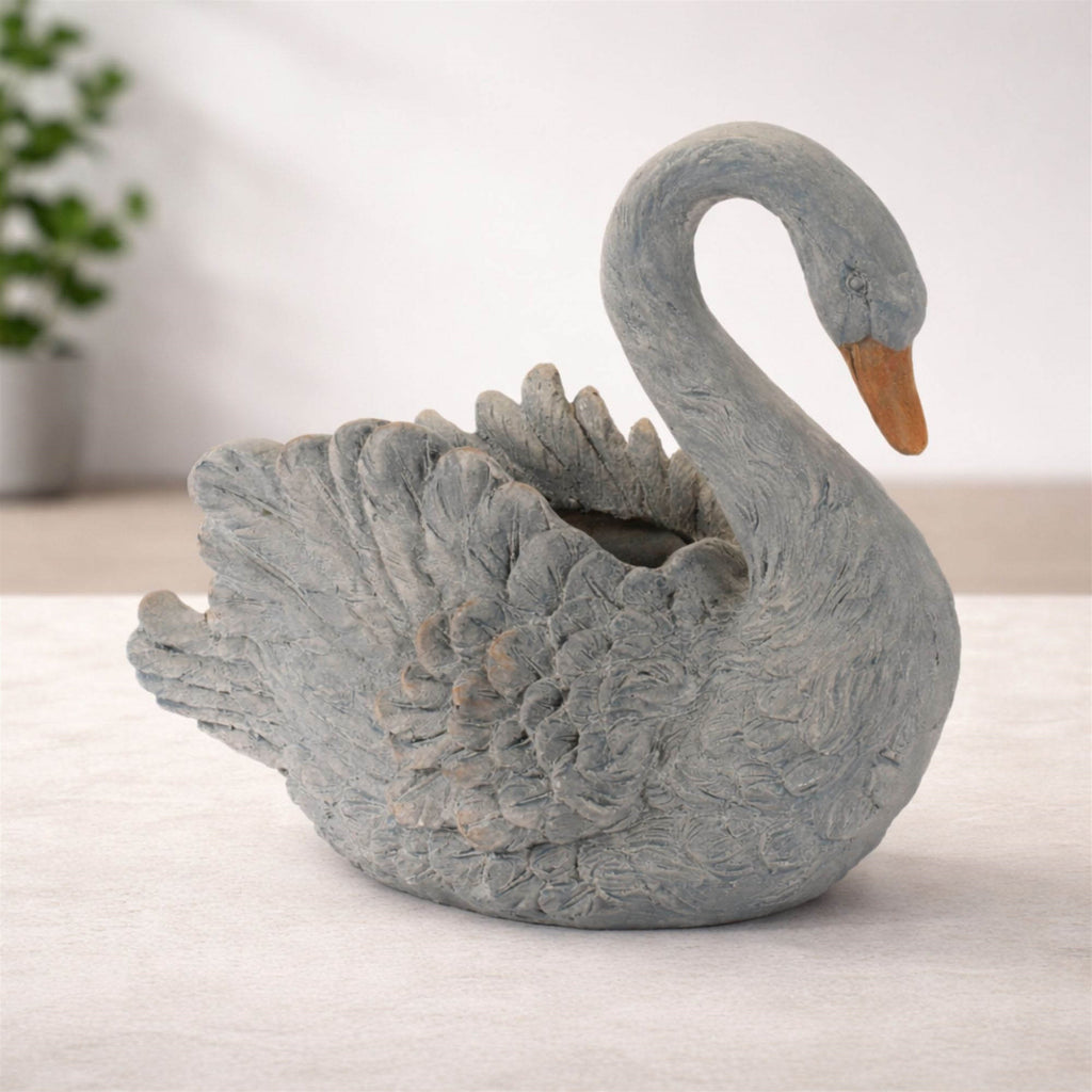 Rustic Swan Planter – Farmhouse Resin Flower Pot for Indoor & Outdoor Decor