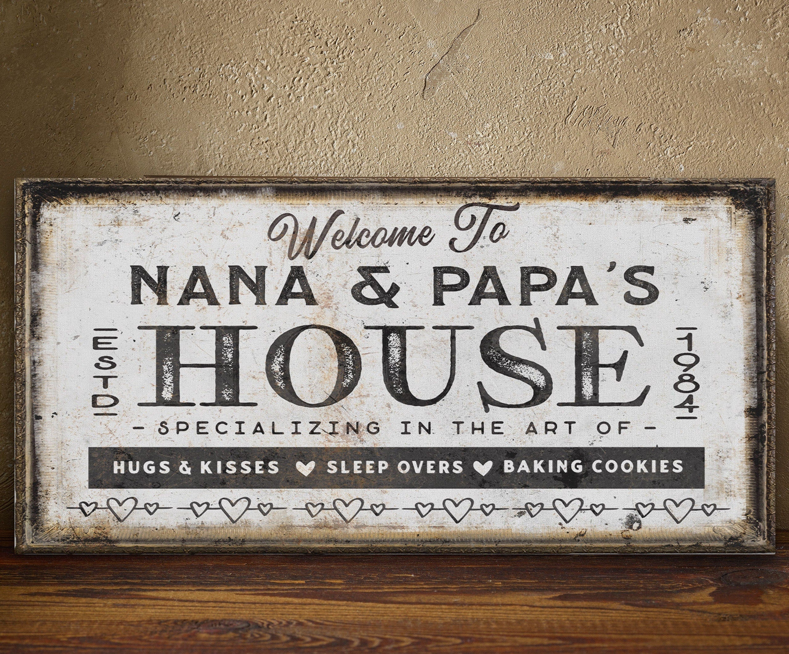 Grandma & Grandpas House Canvas Sign | Personalizable Grandparent Gift