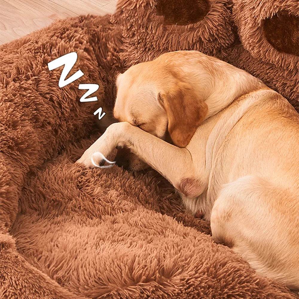 Big Paw Plush Pet Sofa Bed – Washable Dog & Cat Bed with Calming Raised Edges (Small to XL)