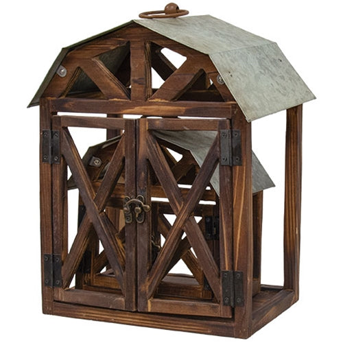Set of 2 Rustic Barn-Style Lanterns