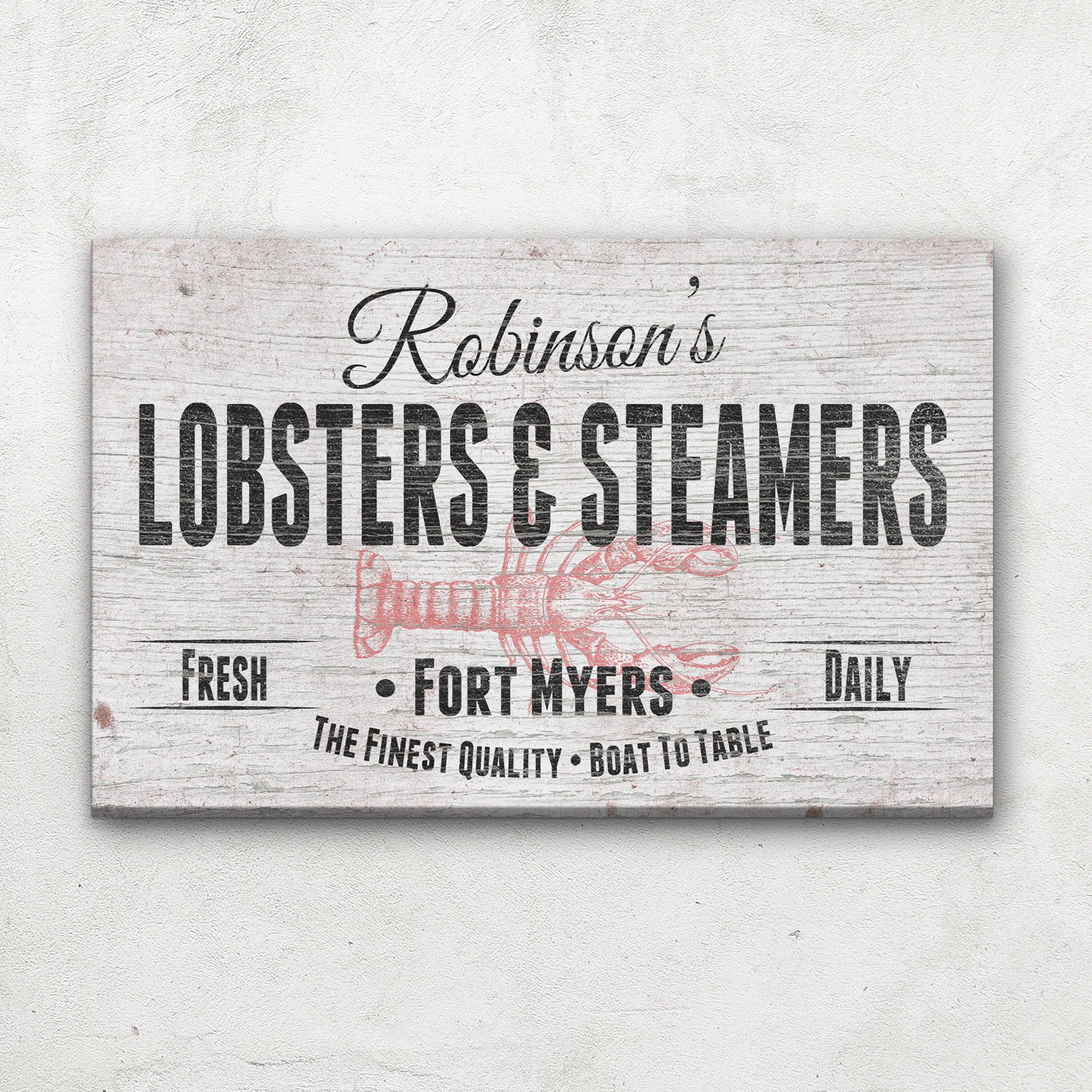 Personalized Lobster & Steamers Restaurant Canvas Sign